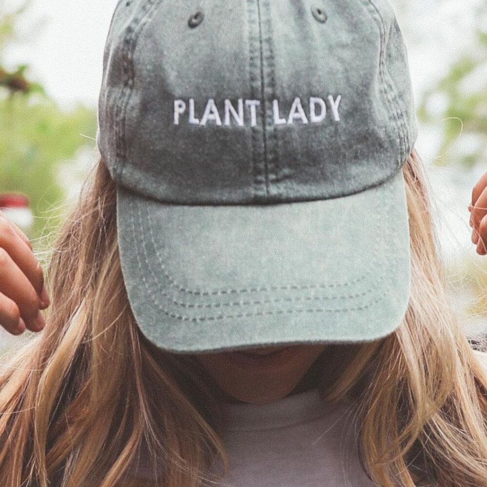 Green‎ Plant Lady Embroidered Adjustable Hat - Adult Size